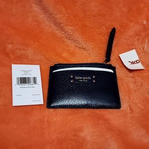 Kate Spade small zip card holder, Jeanne Petrol Blue NWT